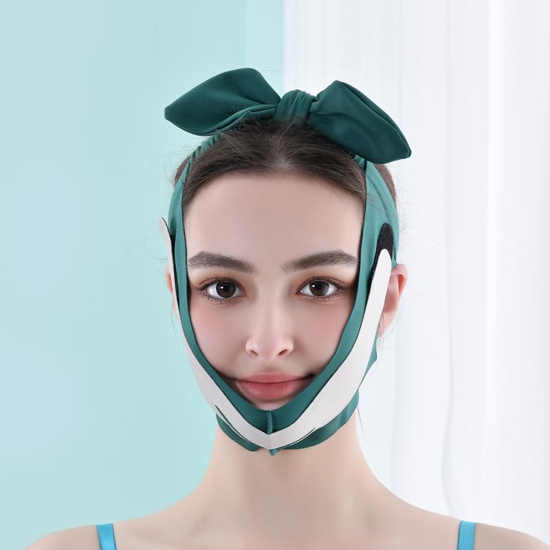 PANLOPU V-Line Face-Lifting Mask Sleep Mask Promote Fat Burning Reusable Graceful Face Mask (Green) - Image 3